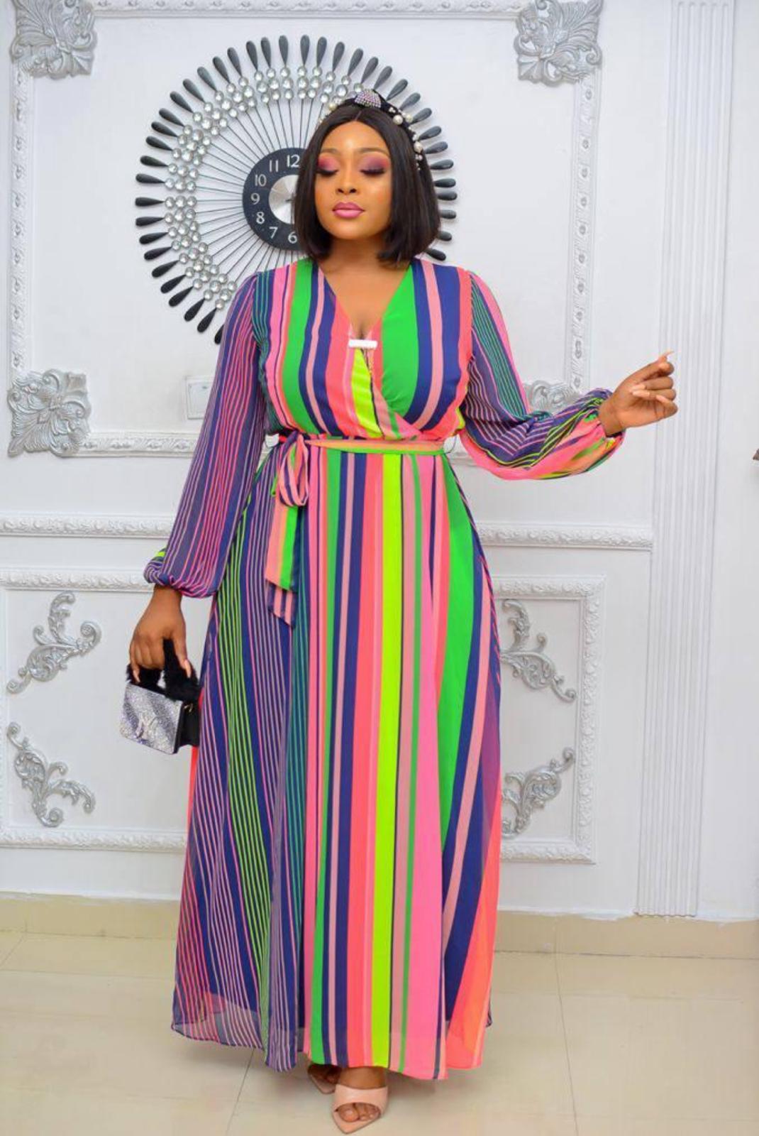 Colorful striped maxi dress best sale